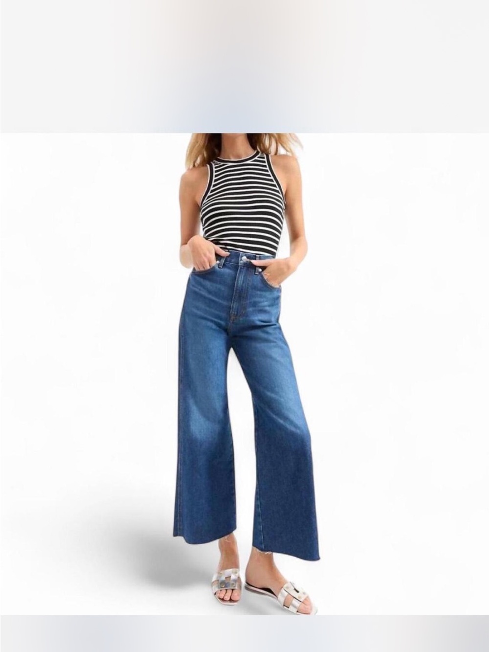 High-Waist Wide-Leg Women Jeans - Blue